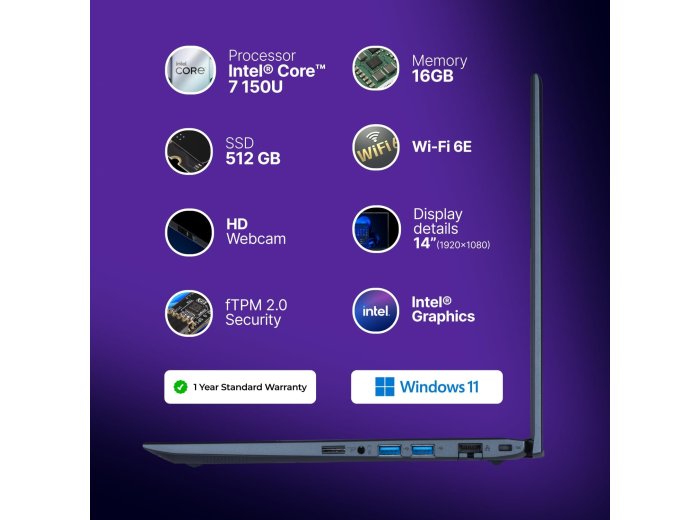 dynabook Satellite Pro C40-K 14” Business Laptop, Intel Core 7-150U (Up to 5.4GHz), 16GB RAM, 512GB SSD, FHD 1920x1080, Windows 11 Pro, Wi-Fi 6E, USB-C, Lightweight 3.04 lbs