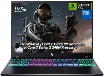 Acer Nitro V 16" WUXGA 165Hz Gaming Laptop - NVIDIA GeForce RTX 5050 - Intel Core 7 240H Processor - 32GB DDR5 2TB SSD - Backlit KB Wi-Fi6E Bluetooth Win11 Obsidian Black - w/USB Hub - W/GaLiMu